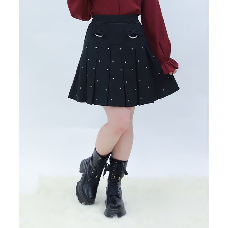 黒 | ストーン付きプリーツスカパン | axes femme