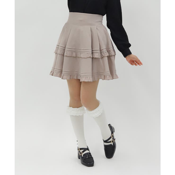 グレージュ | ハイウエストフリルスカパン | axes femme