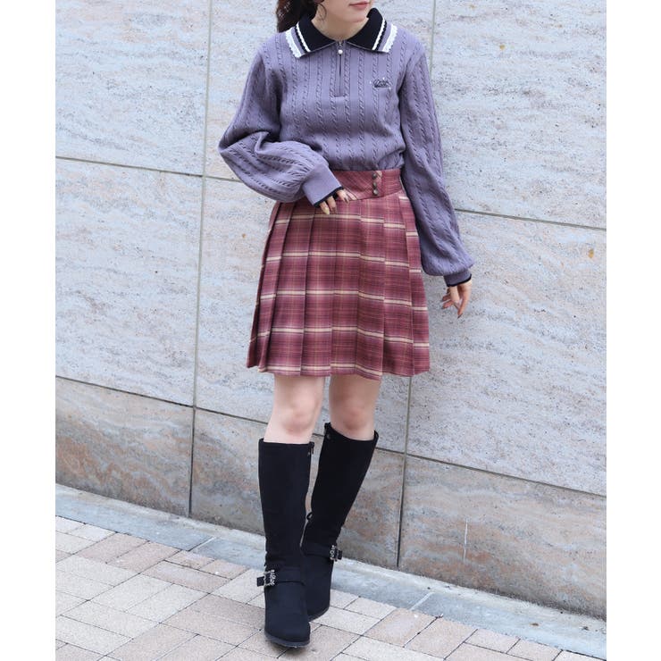 ボタン使いチェックスカパン | axes femme | 詳細画像7 