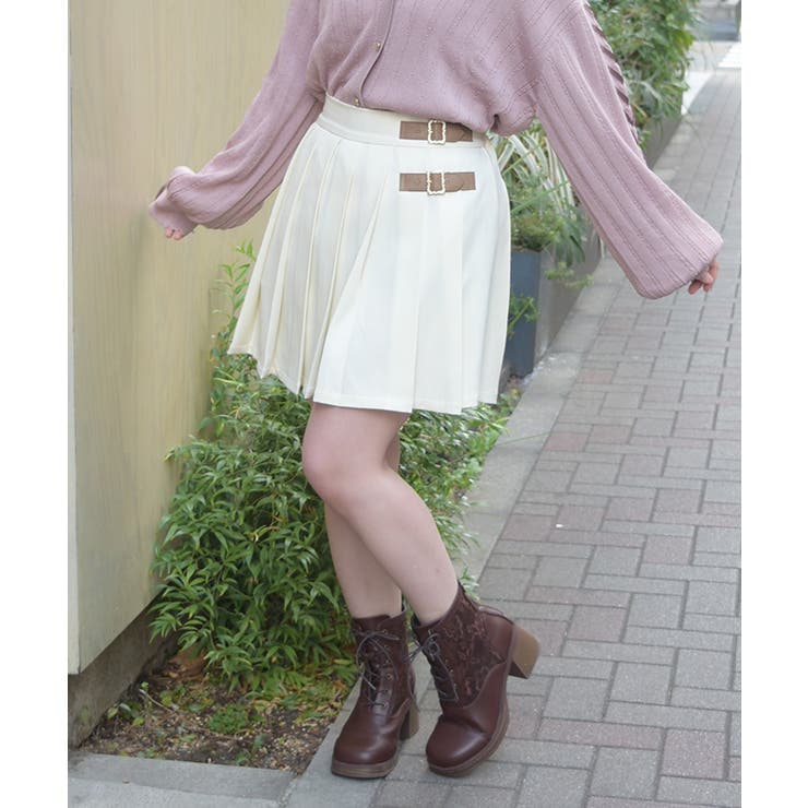 クリーム | ベルト×プリーツスカパン | axes femme