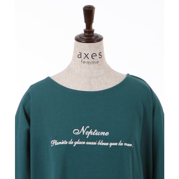 tシャツ 21/-OE天竺ロゴ刺繍ドルマンTシャツ レディース コットン天竺 ロゴ刺繍 Tシャツ[品番：AZ000004088]｜andme