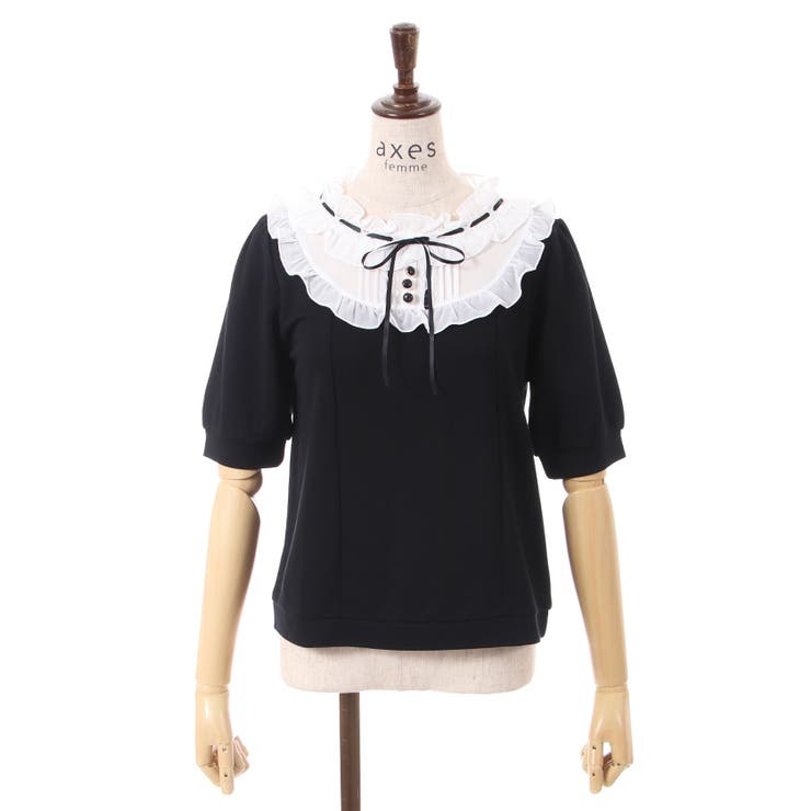 シフォンヨークプルオーバー オフ白×ピンク レディース