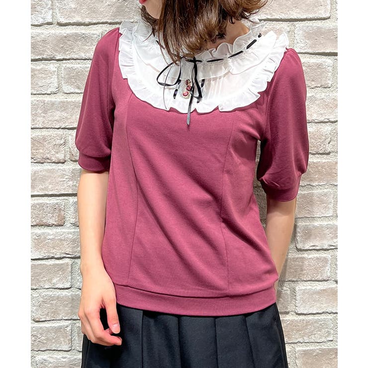 【新品】axes フリルカットプルオーバー(ブルー) ヨーク切替フリルカットプルオーバー[品番：IGAW0003800]｜axes