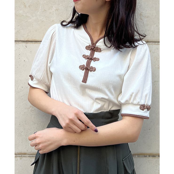 チャイナ釦リブプルオーバー[品番：IGAW0004836]｜axes femme