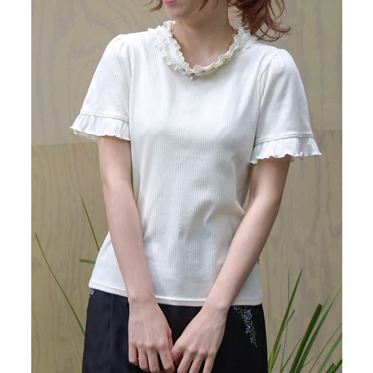 新品✩フリルプルオーバー♥.｡.:*♡ ピグメントフリルドッキング裏毛プルオーバー