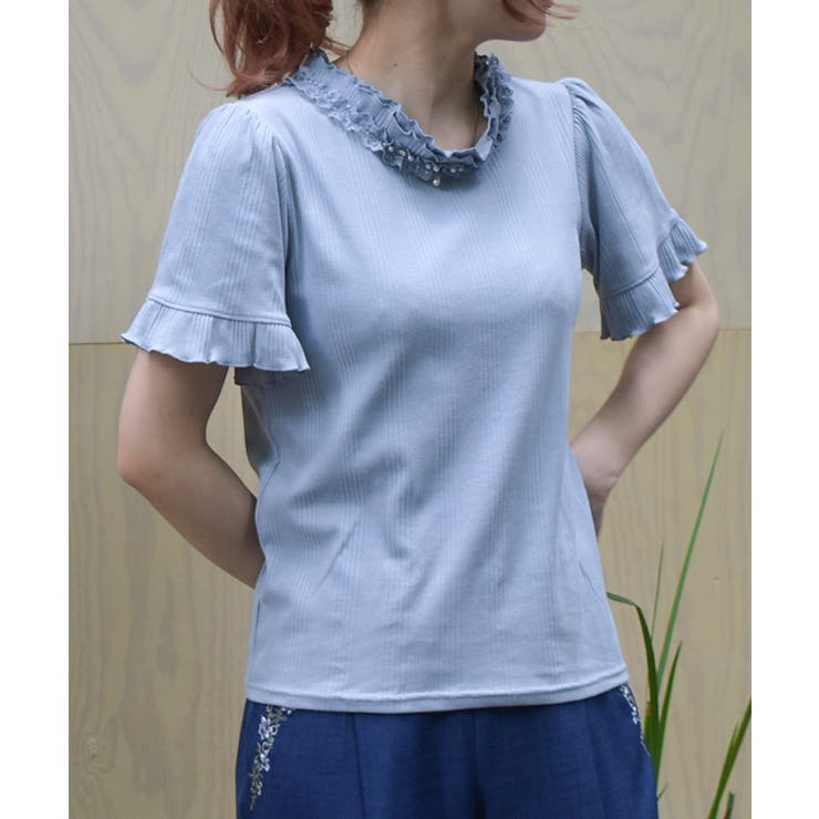 新品✩フリルプルオーバー♥.｡.:*♡ リボン×レース×フリルプルオーバー[品番：IGAW0005084]｜axes femme