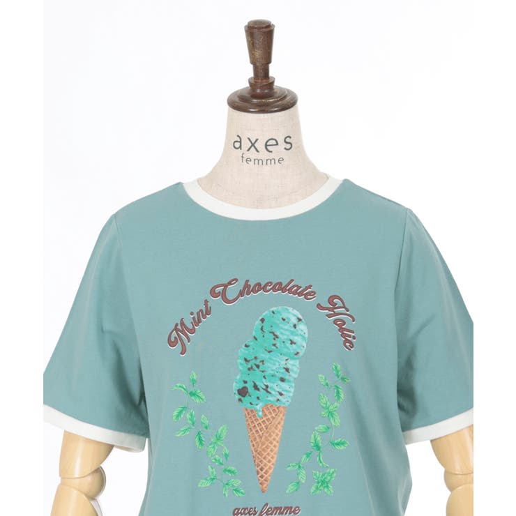 チョコミントプリントTシャツ[品番：IGAW0005314]｜axes femme