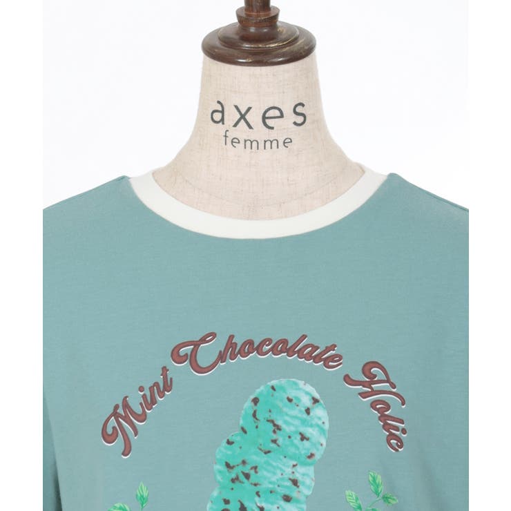 チョコミントプリントTシャツ[品番：IGAW0005314]｜axes femme