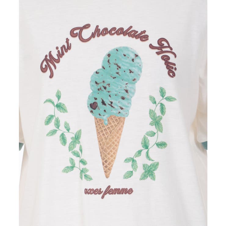 チョコミントプリントTシャツ[品番：IGAW0005314]｜axes femme