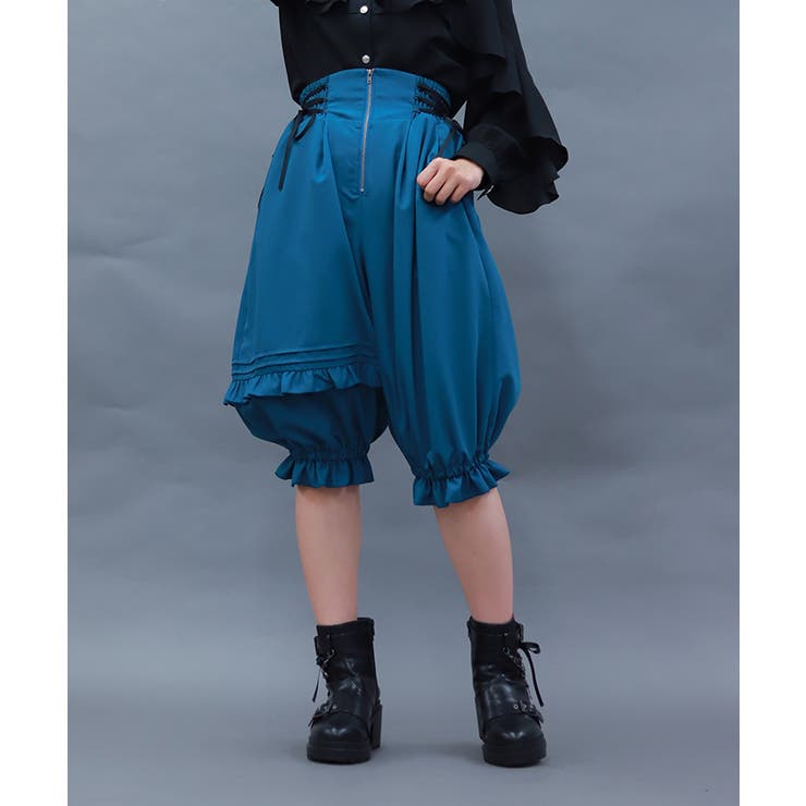 ブルーグリーン | バルーンアシメフリルパンツ | axes femme