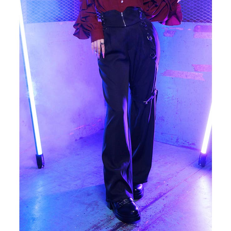 黒 | ハーネス付ロングパンツ | axes femme