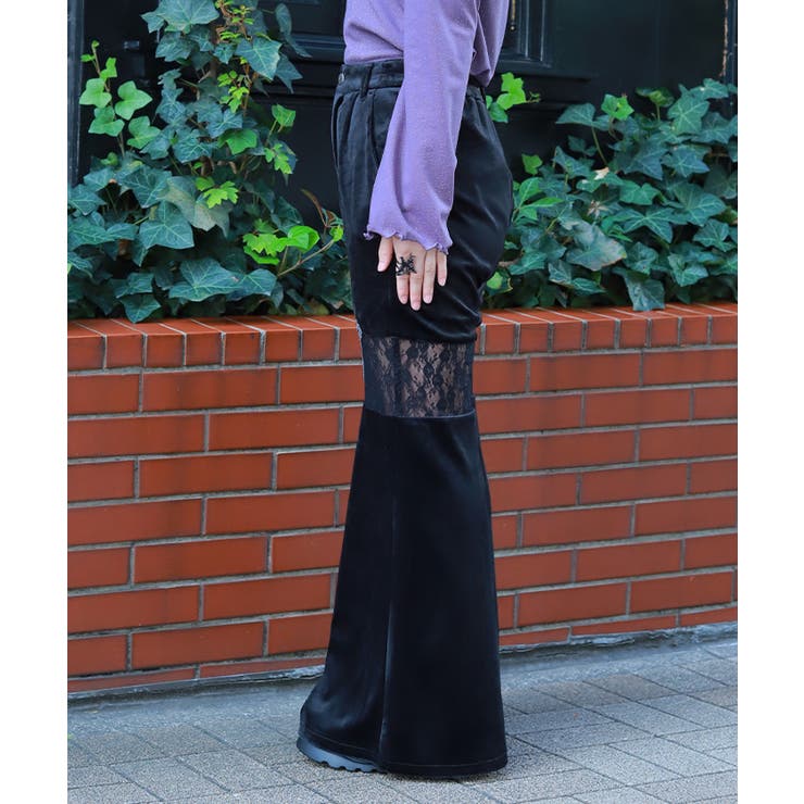 レース切替ベロアフレアパンツ | axes femme | 詳細画像2 