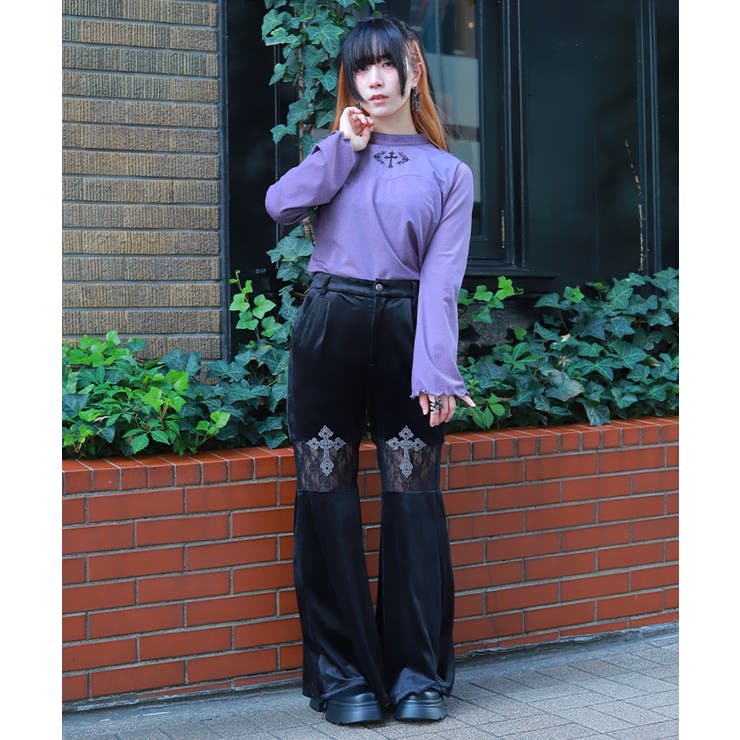 レース切替ベロアフレアパンツ | axes femme | 詳細画像4 