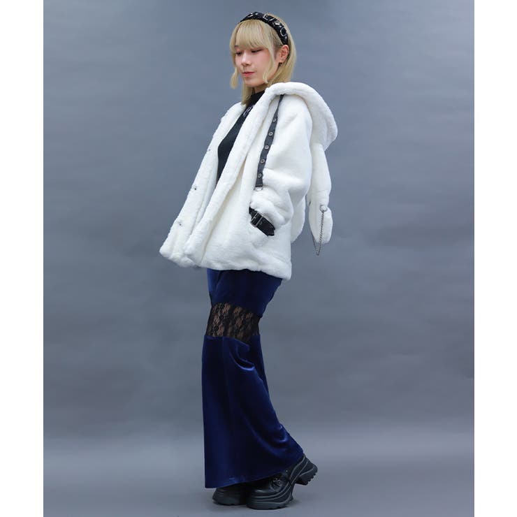 レース切替ベロアフレアパンツ | axes femme | 詳細画像6 