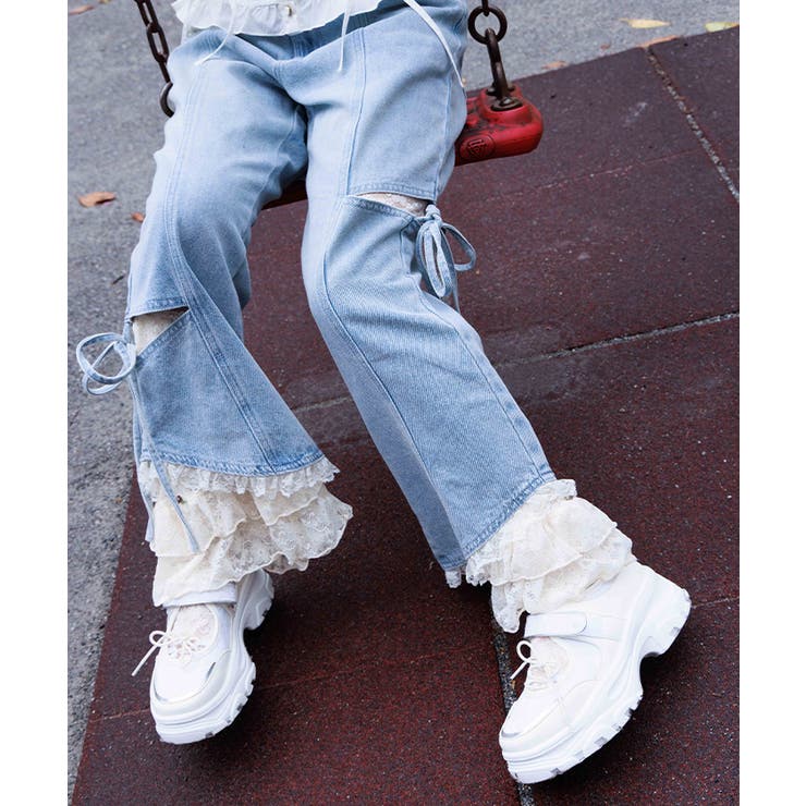 ブリーチ | レース付スリット×リボンパンツ | axes femme