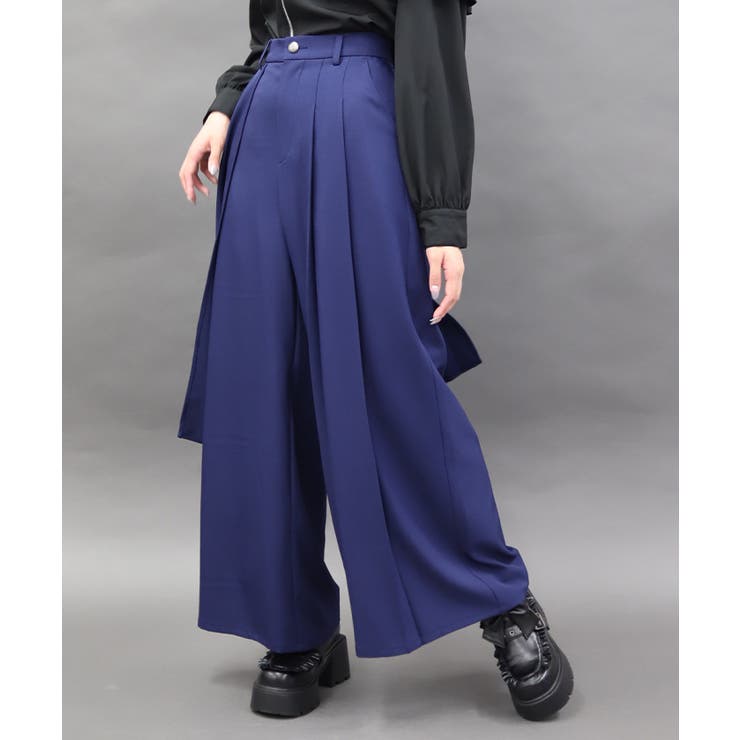 紺 | フレアデザインワイドパンツ | axes femme
