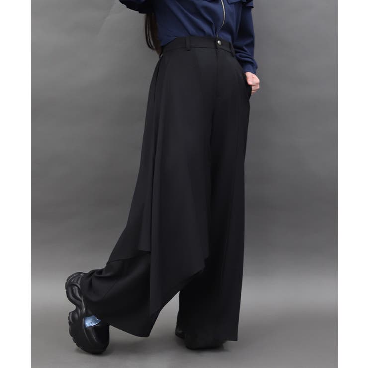 黒 | フレアデザインワイドパンツ | axes femme