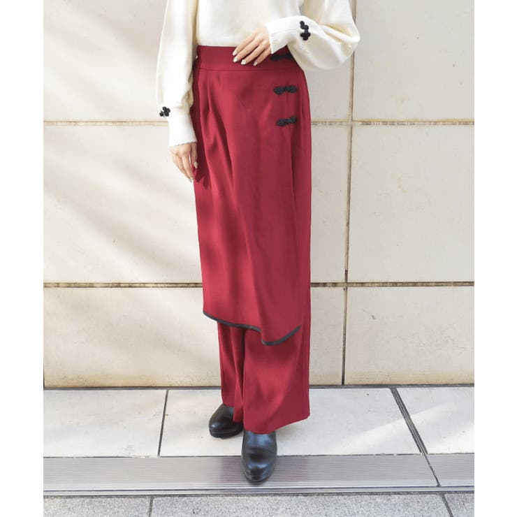 ワイン | レイヤード風パンツ | axes femme