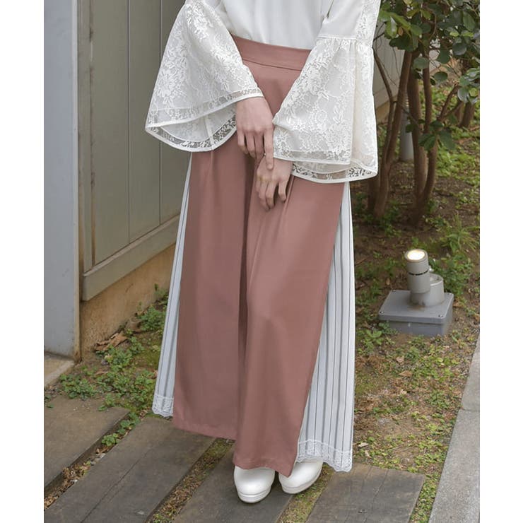 ストライプ切替ワイドパンツ[品番：IGAW0006064]｜axes femme