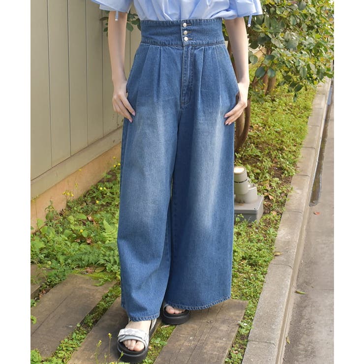編上ハイウエストデニムパンツ[品番：IGAW0006406]｜axes femme