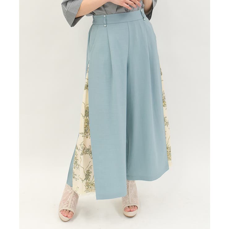 ミント | オーナメント柄切替ワイドパンツ | axes femme