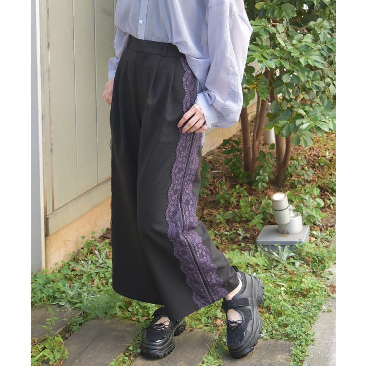 黒 | サイドレースラインパンツ | axes femme