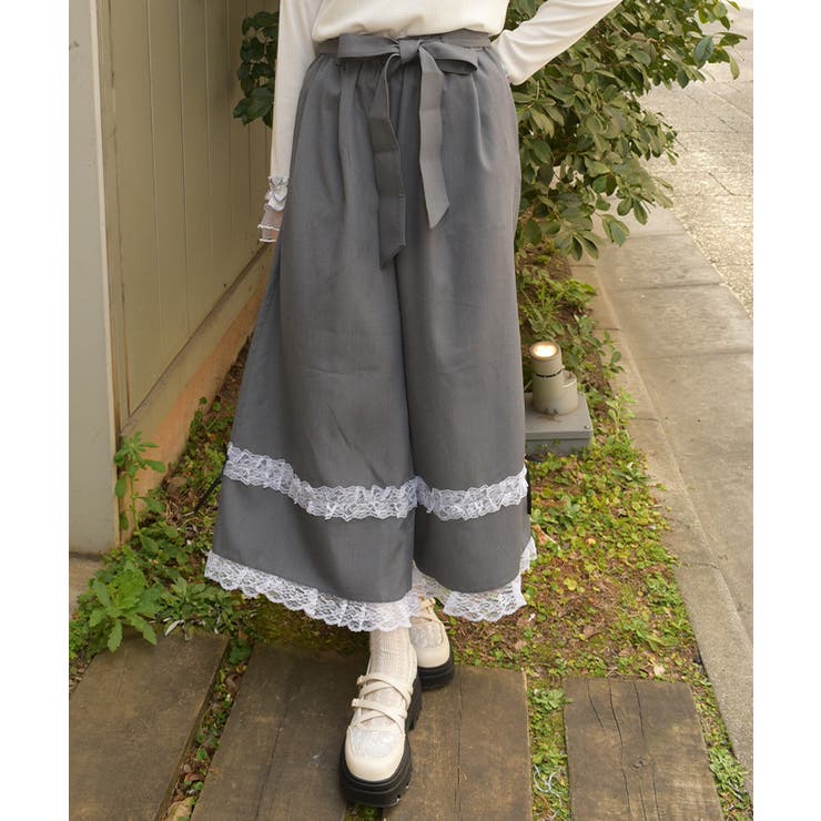 グレー | フリルレースワイドパンツ | axes femme