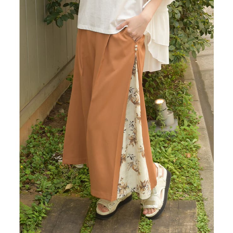 サイド花柄切替ワイドパンツ | axes femme | 詳細画像1 