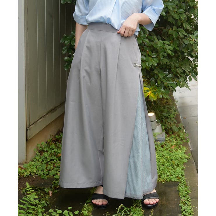 グレー | 接触冷感レース切替ワイドパンツ | axes femme