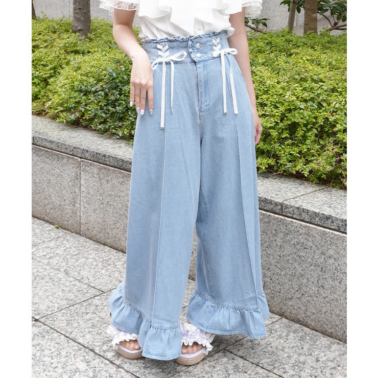 ウォッシュ | ハイウエストワイドデニムパンツ | axes femme