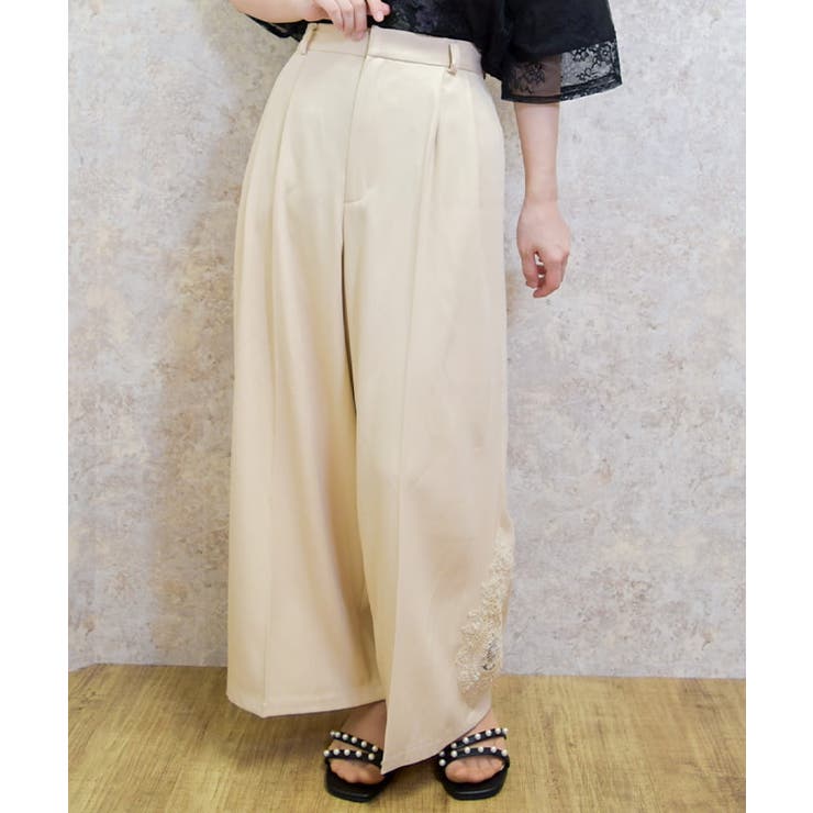モチーフレースワイドパンツ[品番：IGAW0005285]｜axes femme