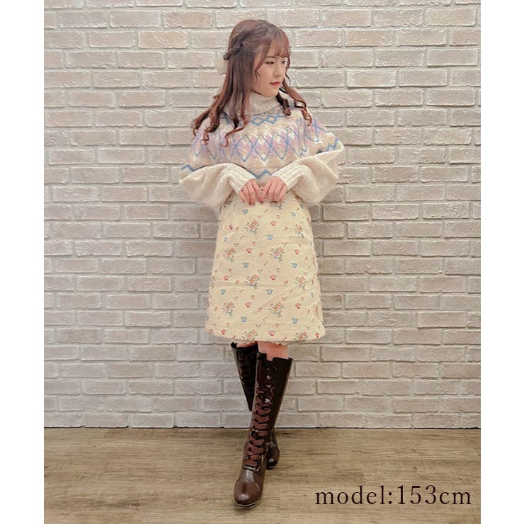 2点⭐︎フラワー刺繍スカート&チェックストール スカラー ScoLar チェック柄切替 花刺繍コート （ブラック