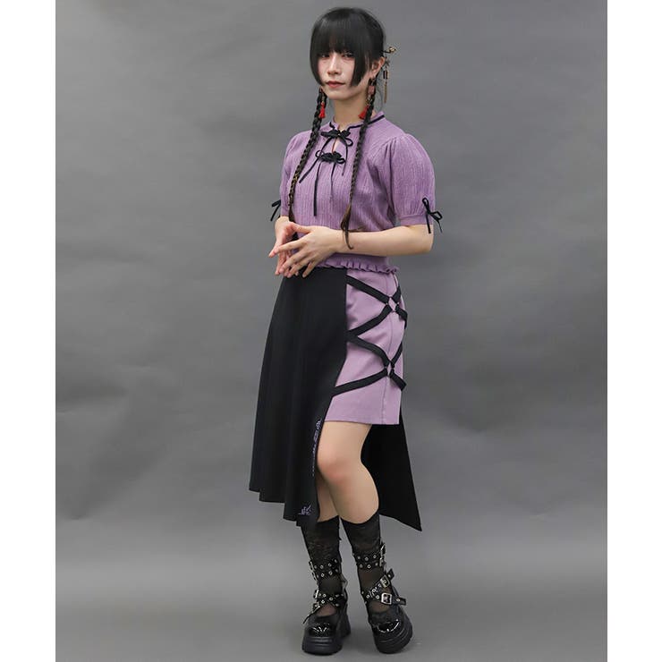 【最安値】新品　未使用　axes femme 　クロスベルト麻雀牌刺繍スカート クロスベルト麻雀牌刺繍スカート | レディース服・レディース