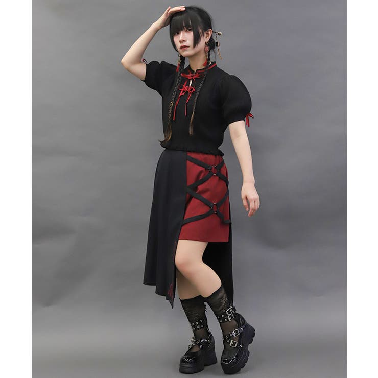 クロスベルト麻雀牌刺繍スカート | axes femme | 詳細画像12 