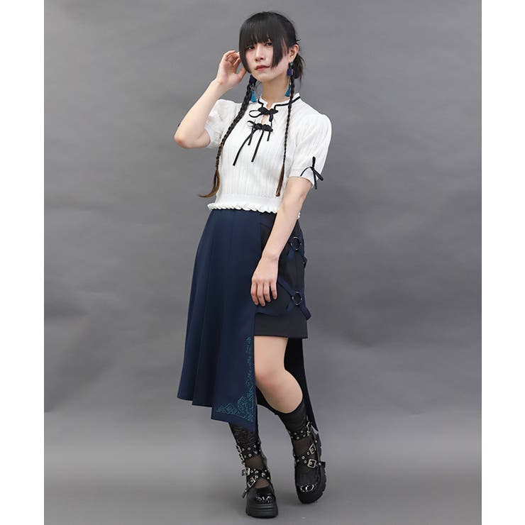 クロスベルト麻雀牌刺繍スカート | axes femme | 詳細画像13 