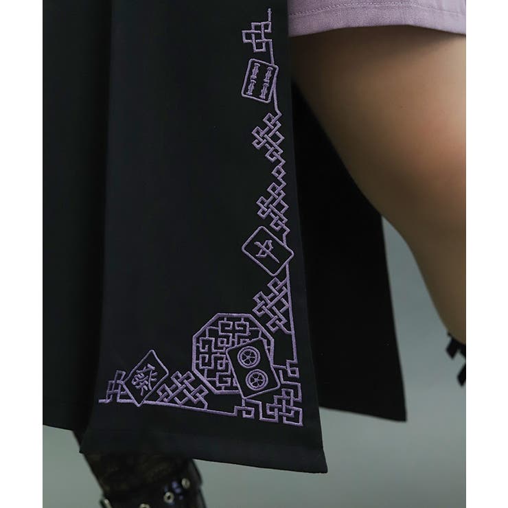 【最安値】新品　未使用　axes femme 　クロスベルト麻雀牌刺繍スカート クロスベルト麻雀牌刺繍スカート | レディース服・レディース