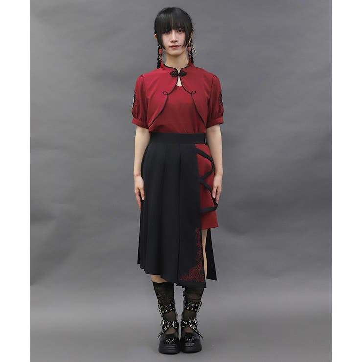 クロスベルト麻雀牌刺繍スカート | axes femme | 詳細画像2 