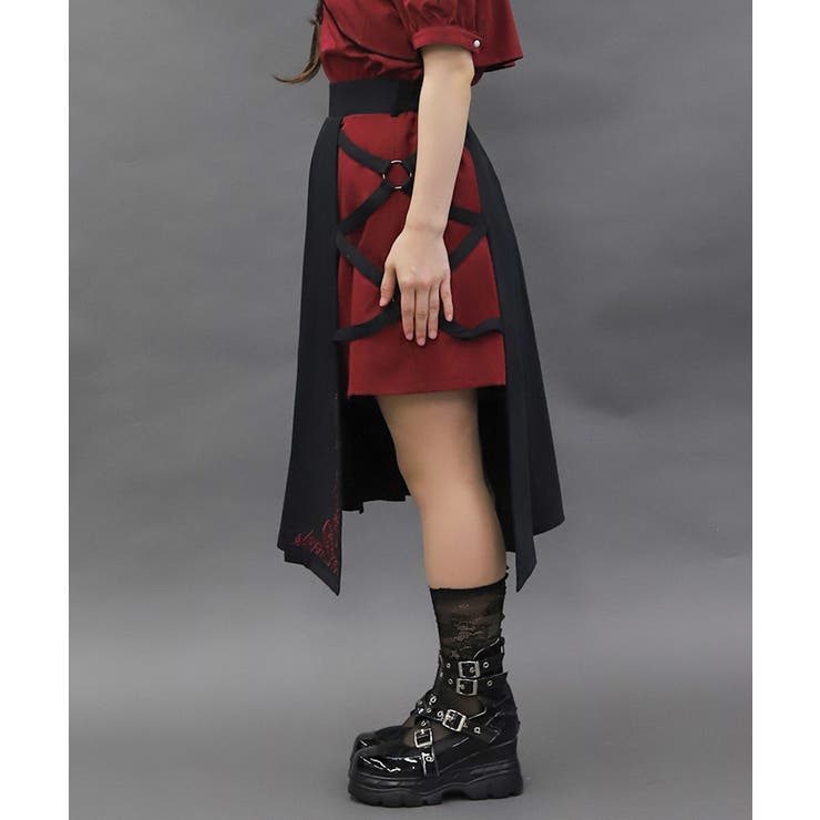 クロスベルト麻雀牌刺繍スカート | axes femme | 詳細画像3 