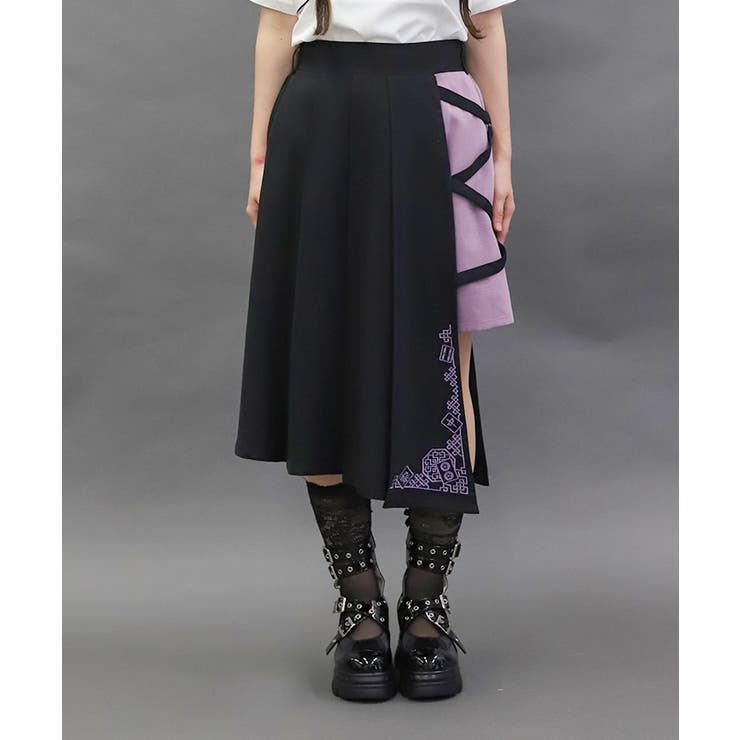 クロスベルト麻雀牌刺繍スカート | axes femme | 詳細画像5 