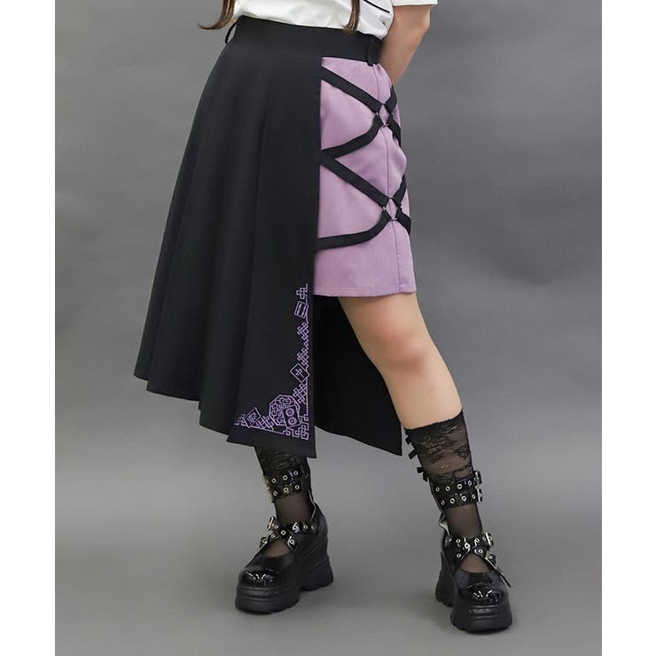パープル | クロスベルト麻雀牌刺繍スカート | axes femme