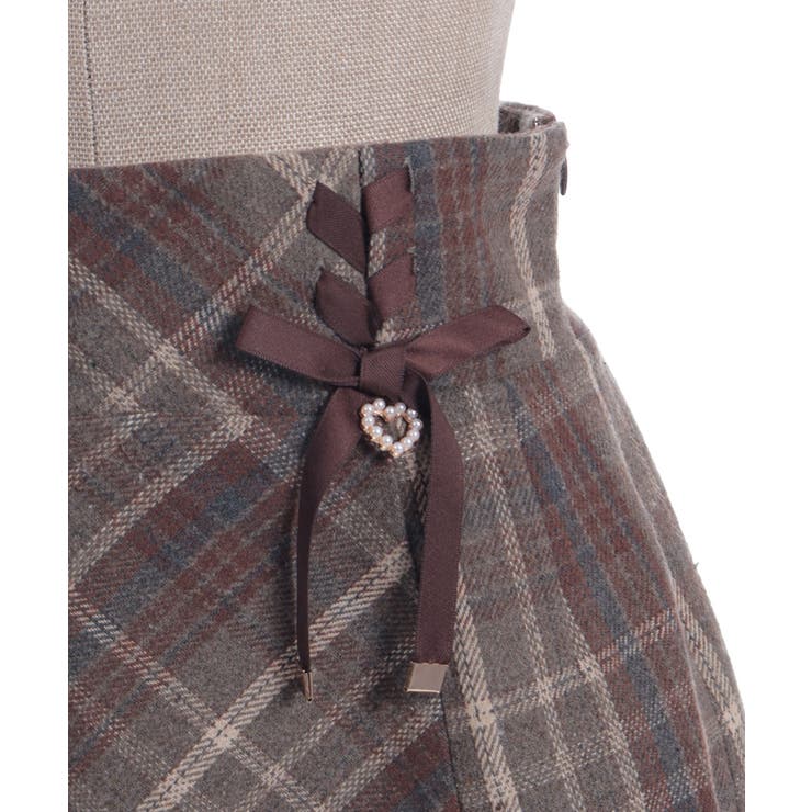 Ｗリボン起毛チェックミニスカート | axes femme | 詳細画像12 