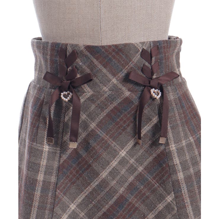 Ｗリボン起毛チェックミニスカート | axes femme | 詳細画像14 