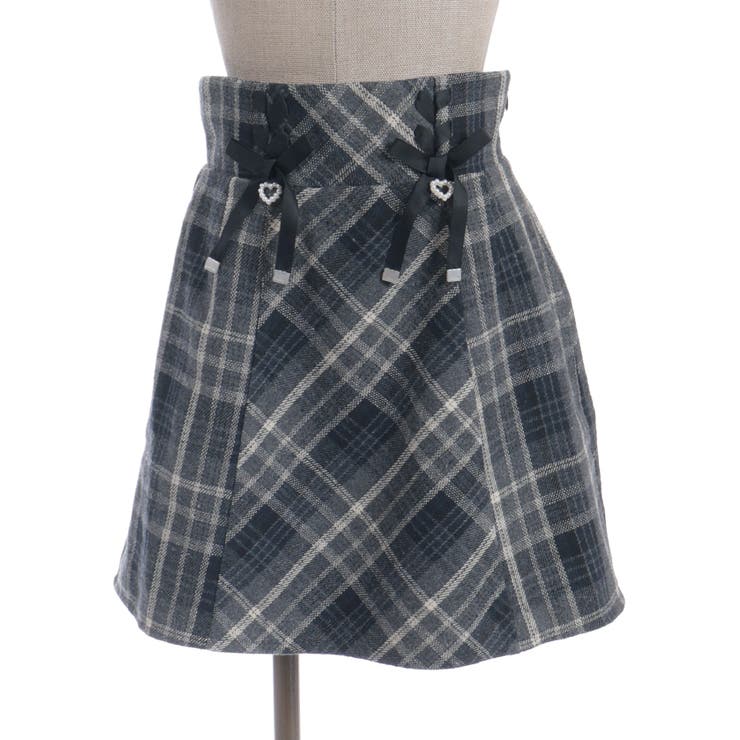 Ｗリボン起毛チェックミニスカート | axes femme | 詳細画像17 