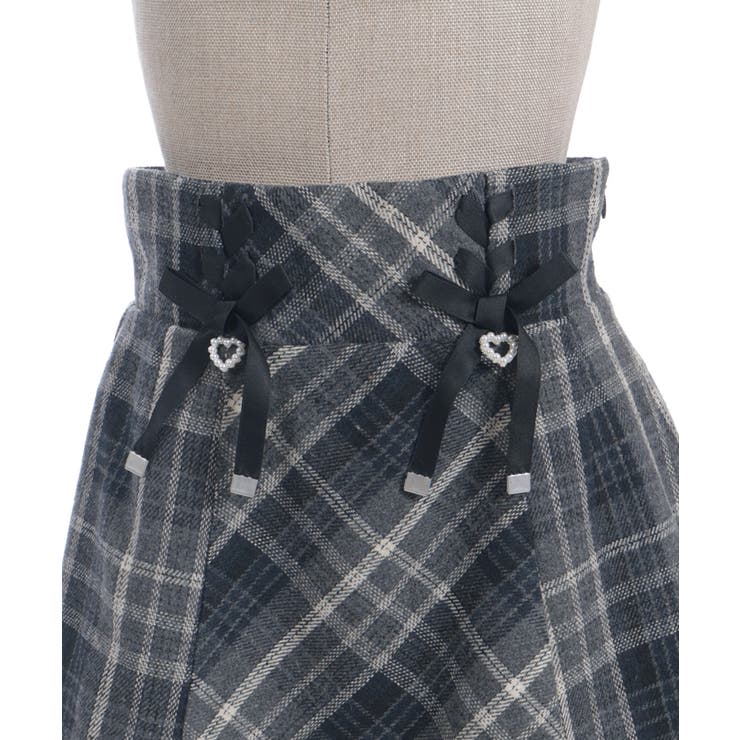 Ｗリボン起毛チェックミニスカート | axes femme | 詳細画像22 