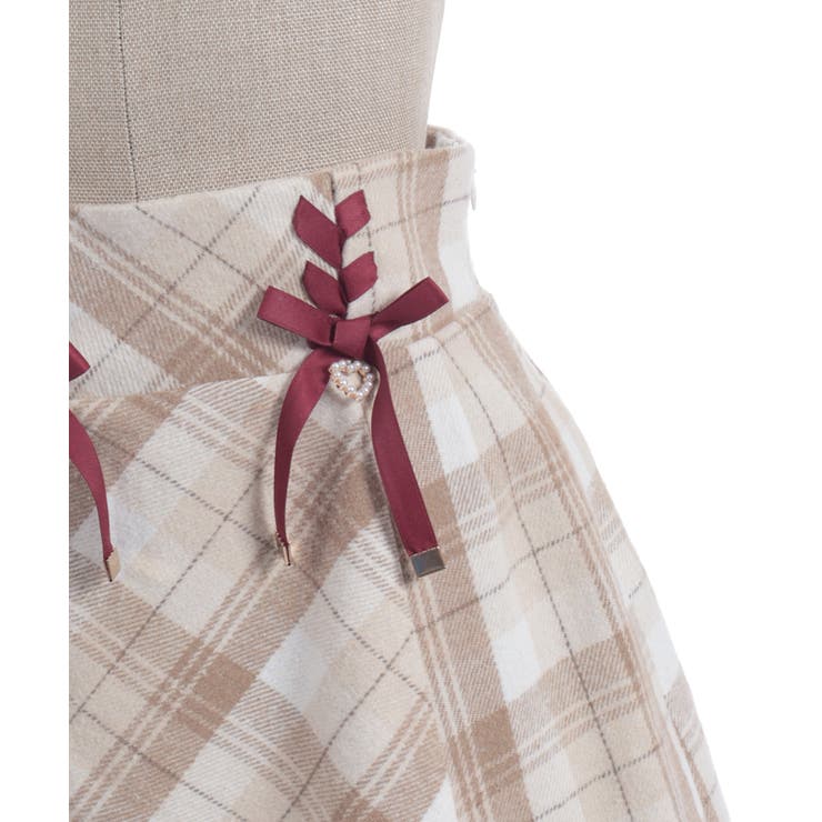 Ｗリボン起毛チェックミニスカート | axes femme | 詳細画像5 