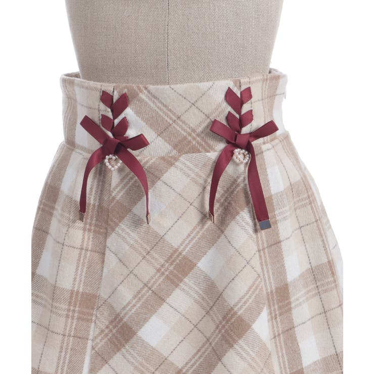 Ｗリボン起毛チェックミニスカート | axes femme | 詳細画像7 