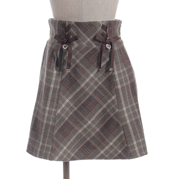 Ｗリボン起毛チェックミニスカート | axes femme | 詳細画像9 