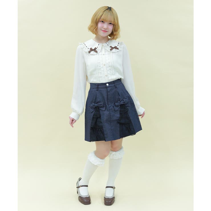 レースフリルデニムスカート | axes femme | 詳細画像7 