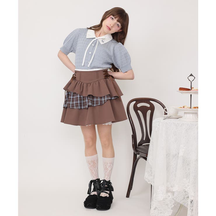 茶 | イレヘムティアードミニスカート | axes femme