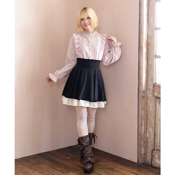 黒 | バイカラータックミニスカート | axes femme